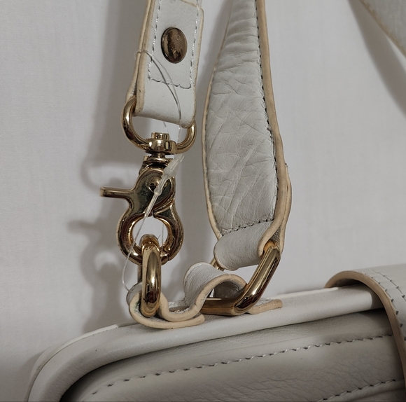 Emma Fox Newport Frame Off White and Beige Leather Satchel Crossbody - NWT - Picture 6 of 14